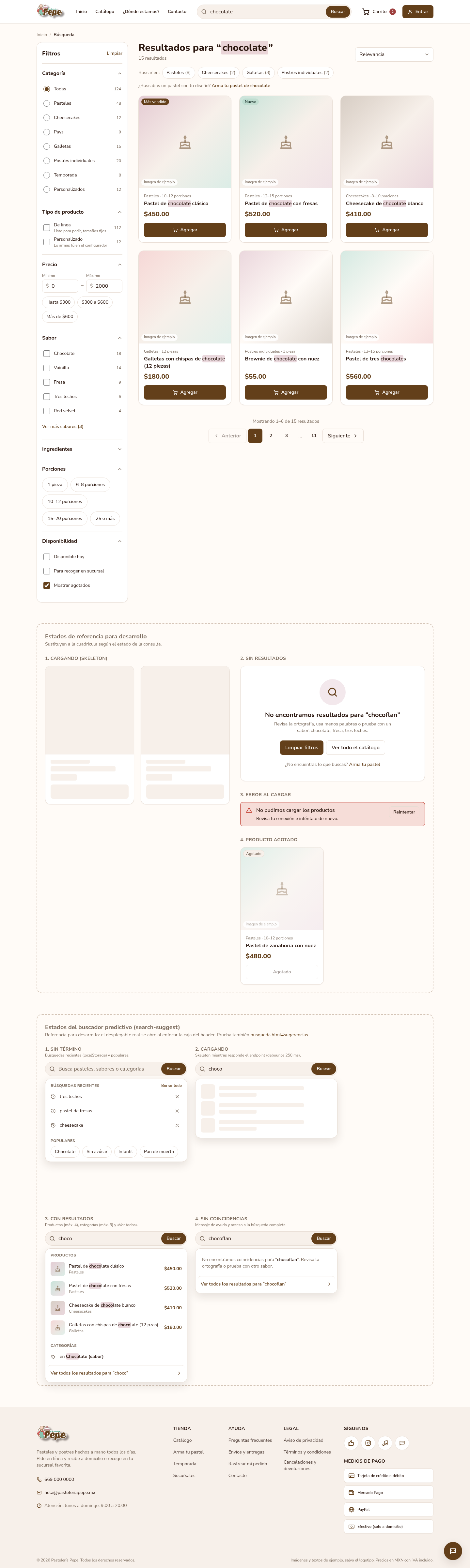Vista previa de Buscador y resultados